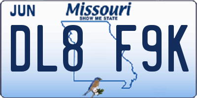 MO license plate DL8F9K