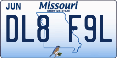 MO license plate DL8F9L