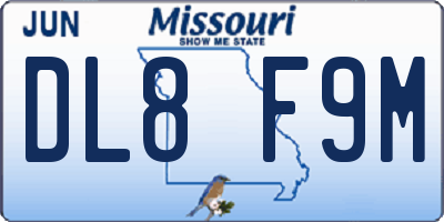 MO license plate DL8F9M