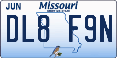 MO license plate DL8F9N