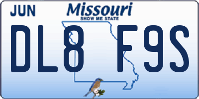 MO license plate DL8F9S