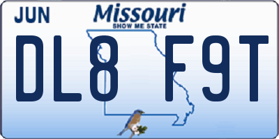 MO license plate DL8F9T