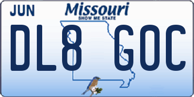 MO license plate DL8G0C