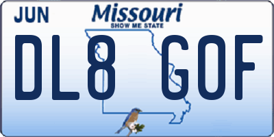 MO license plate DL8G0F