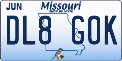MO license plate DL8G0K