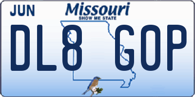 MO license plate DL8G0P