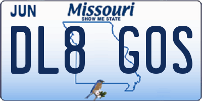 MO license plate DL8G0S