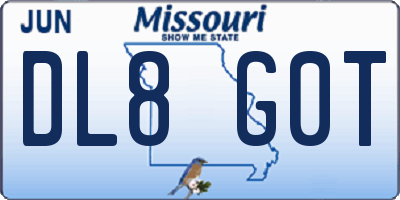 MO license plate DL8G0T