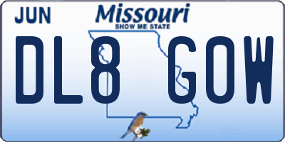 MO license plate DL8G0W