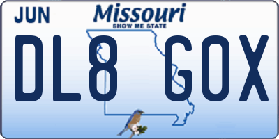 MO license plate DL8G0X