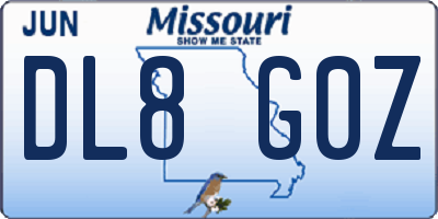 MO license plate DL8G0Z