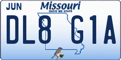 MO license plate DL8G1A