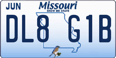 MO license plate DL8G1B