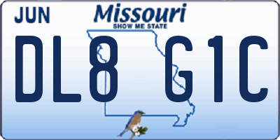 MO license plate DL8G1C