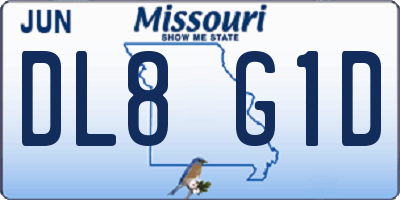 MO license plate DL8G1D