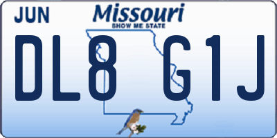 MO license plate DL8G1J