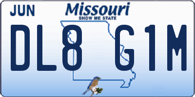 MO license plate DL8G1M