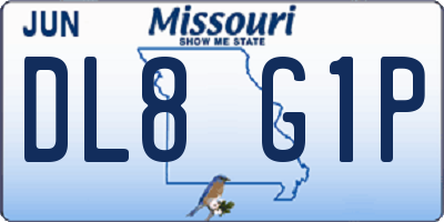 MO license plate DL8G1P