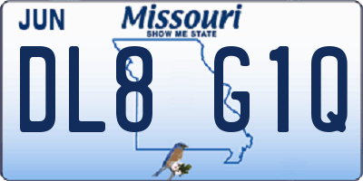 MO license plate DL8G1Q
