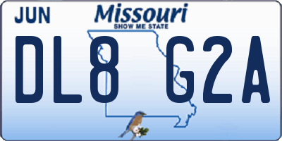 MO license plate DL8G2A