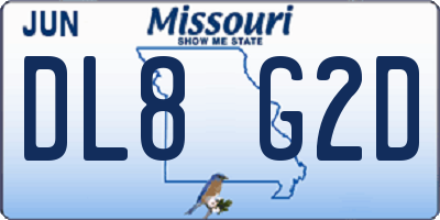 MO license plate DL8G2D