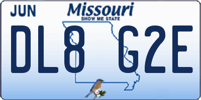 MO license plate DL8G2E