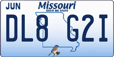 MO license plate DL8G2I