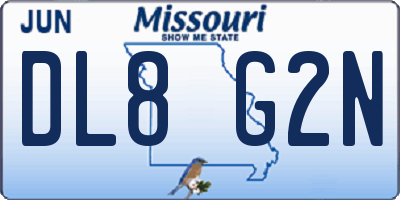 MO license plate DL8G2N