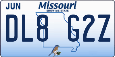 MO license plate DL8G2Z