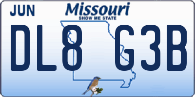 MO license plate DL8G3B