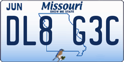 MO license plate DL8G3C