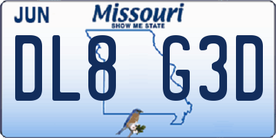 MO license plate DL8G3D