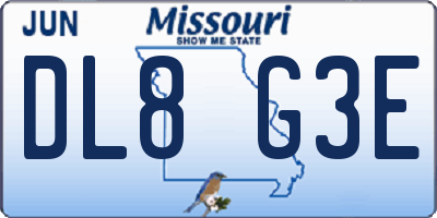 MO license plate DL8G3E