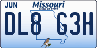 MO license plate DL8G3H
