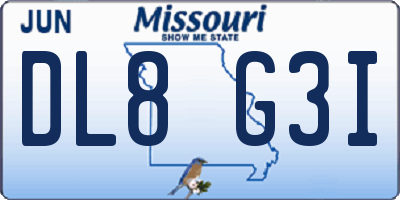 MO license plate DL8G3I