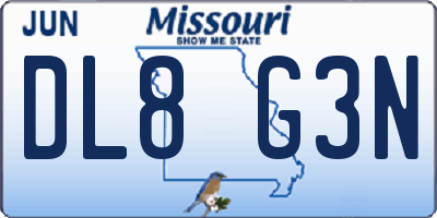 MO license plate DL8G3N