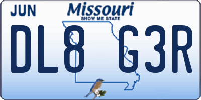 MO license plate DL8G3R