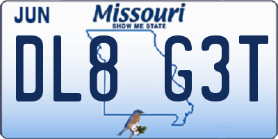 MO license plate DL8G3T