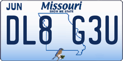 MO license plate DL8G3U