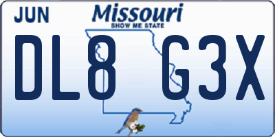 MO license plate DL8G3X
