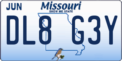 MO license plate DL8G3Y