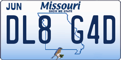 MO license plate DL8G4D