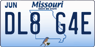 MO license plate DL8G4E