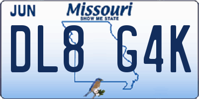MO license plate DL8G4K