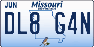 MO license plate DL8G4N