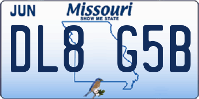 MO license plate DL8G5B