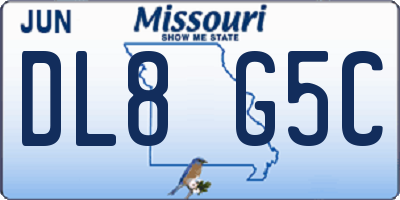 MO license plate DL8G5C