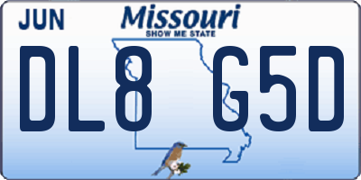 MO license plate DL8G5D
