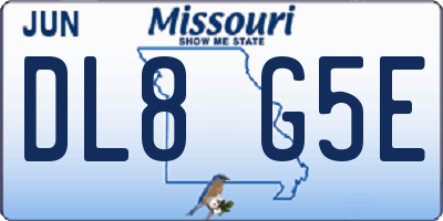MO license plate DL8G5E