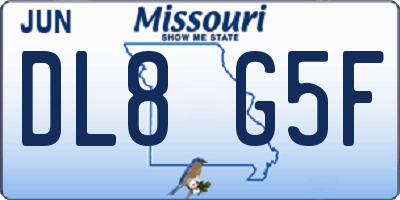 MO license plate DL8G5F